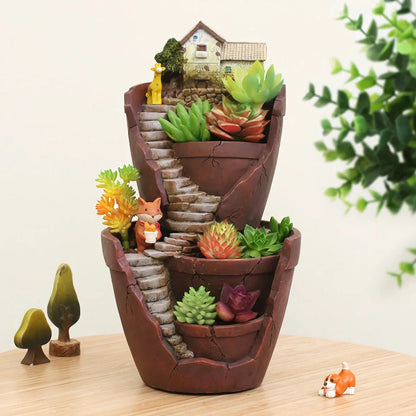 Charming Kiwi Farmhouse Resin Succulent Planter for Fairy Garden Home Decor