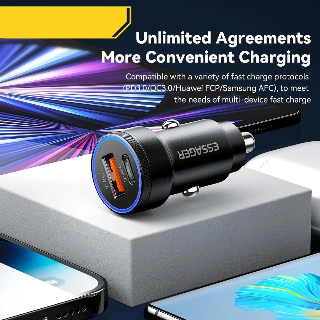 Trendha 54W Dual-Port USB Car Charger with Fast Charging Capabilities for Smartphones, Tablets, and Other USB-Powered Devices