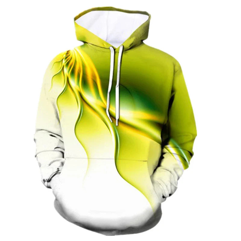 Trendha's 3D printed hoodie in vibrant colours, featuring a unique design and topstitching pocket for a modern, casual look.