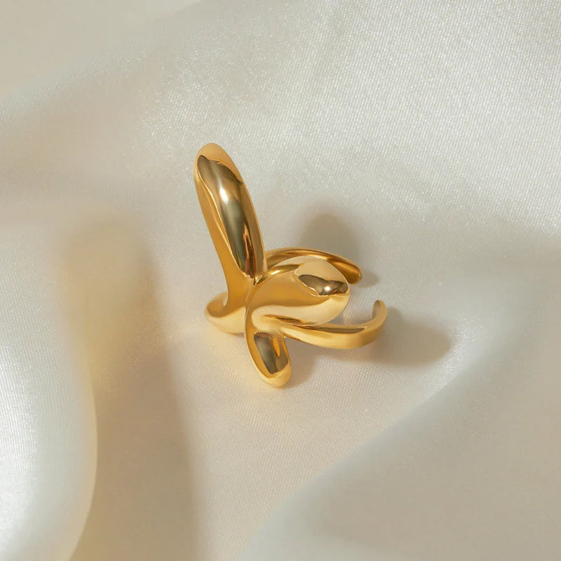 Shopfluxpro NZ Elegant 18K Gold-Plated Stainless Steel Butterfly Ring - Perfect for Kiwi Celebrations