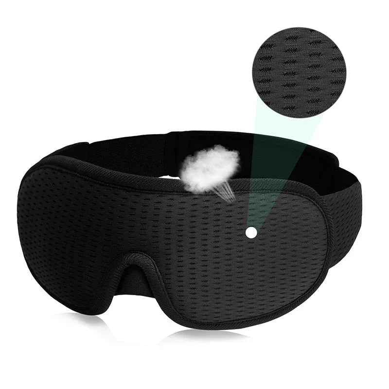 Comfort 3D Sleep Mask with 100% light blocking, pressure relief design, and adjustable fit for restful sleep