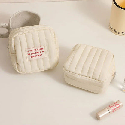 Compact and stylish Korean Square Small Makeup Bag with secure zipper closure, perfect for Kiwi girls on the go