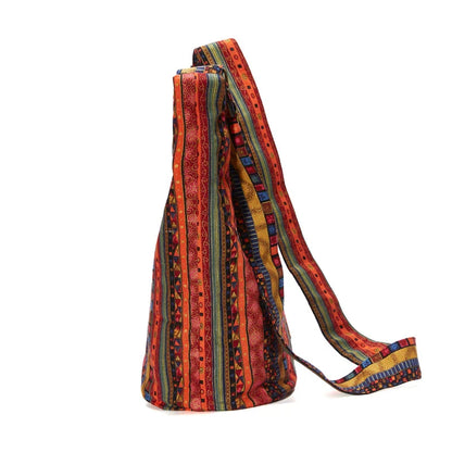 Bohemian Vintage Canvas Shoulder Bag with a unique geometric pattern, designed for the modern Kiwi woman.