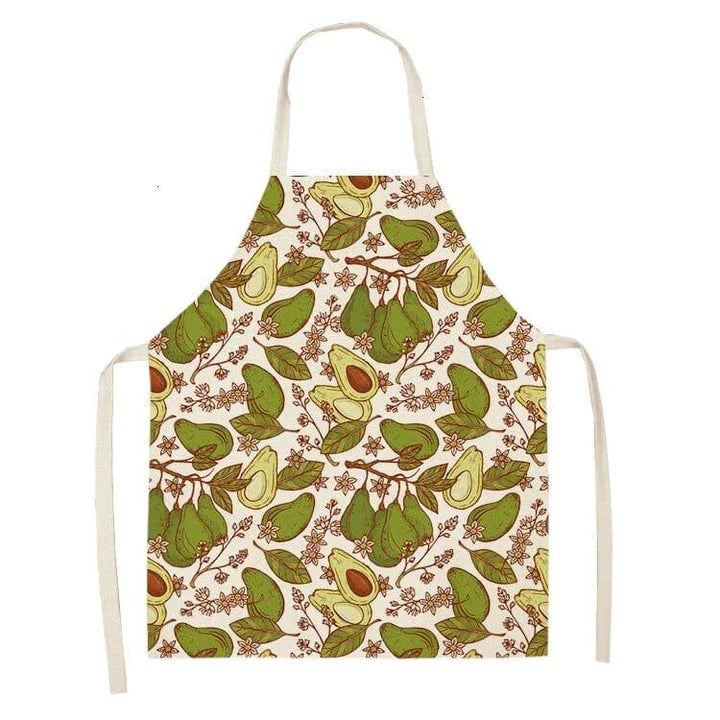 Avocado printed kitchen bib made from high-quality cotton, providing excellent protection and Kiwi-inspired style for Kiwi cooks and entertainers.