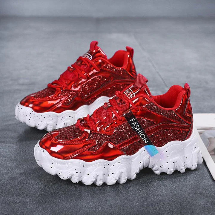 Stylish platform sneakers with sequins in various colours, designed for comfortable everyday wear in New Zealand