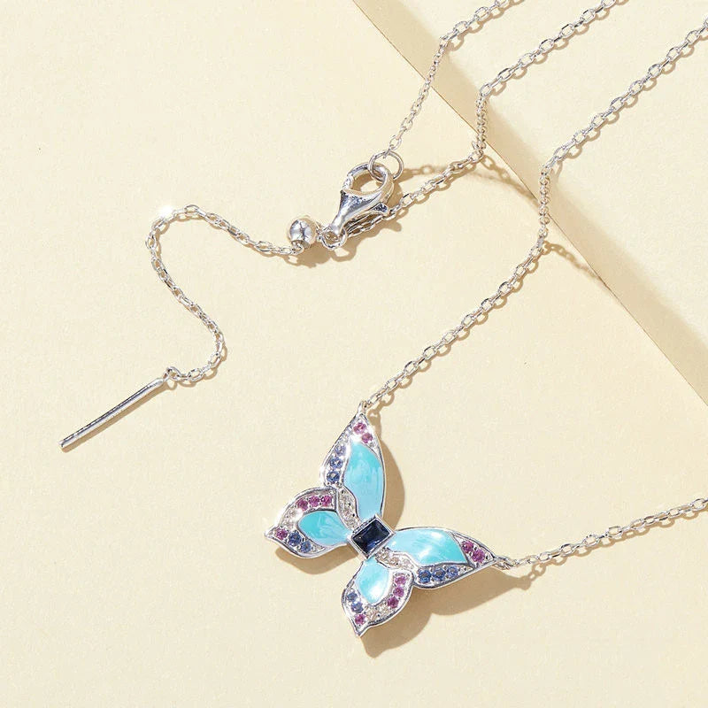 Elegant silver butterfly necklace with adjustable chain length, inspired by the natural beauty of New Zealand