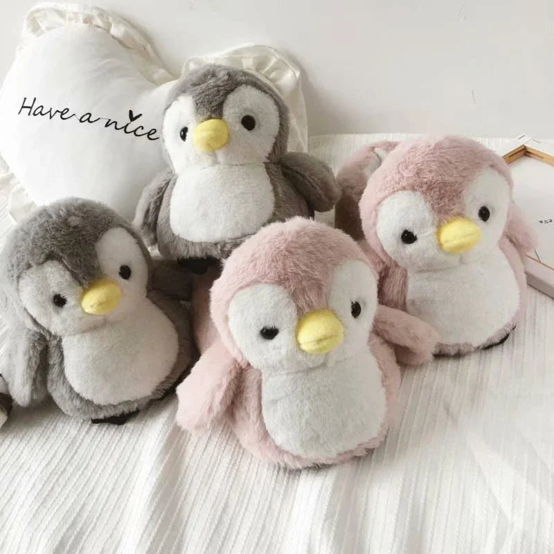 Trendy Penguin Plush Slippers with cozy plush material and non-slip soles for indoor comfort