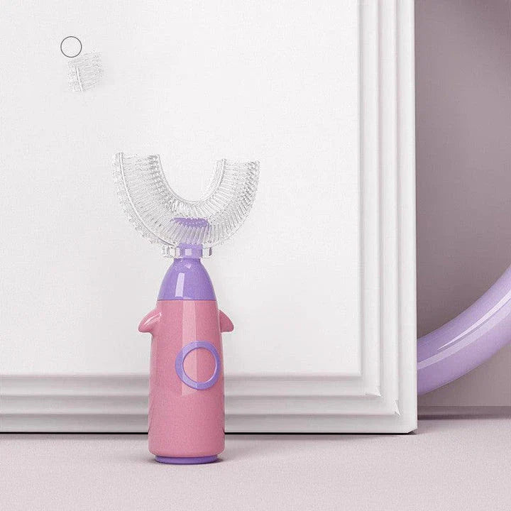 U-Shaped Silicone Toothbrush with 360-degree cleaning power for healthy dental care of Kiwi kids