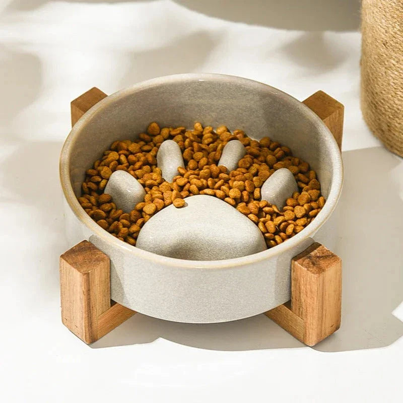 Ceramic Anti-Gulp Feeder Bowl for Pets - Designed to Slow Down Eating and Prevent Digestive Issues