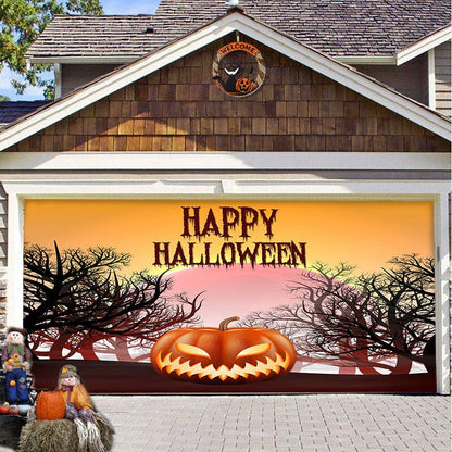 Halloween Hanging Cloth Garage Door Backdrop in abstract geometric pattern