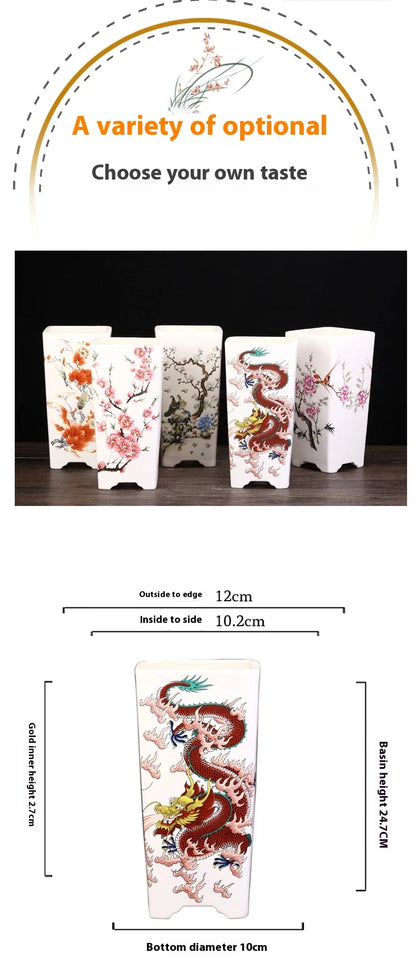 Stylish square ceramic planter in white, suitable for growing asparagus fern, orchids, and herbs on balconies or patios.