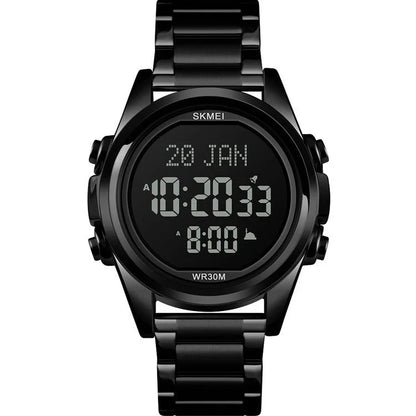 Premium men's electronic watch with Arab steel casing and stylish gold, rose gold, or black finish