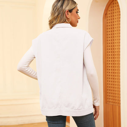 Trendha Denim Vest with Big Pockets - A stylish and functional sleeveless outwear piece for Kiwi women