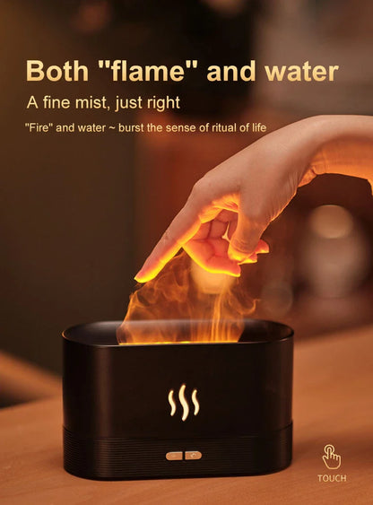 Captivating flame-effect aroma diffuser with customisable lighting and essential oil diffusion capabilities