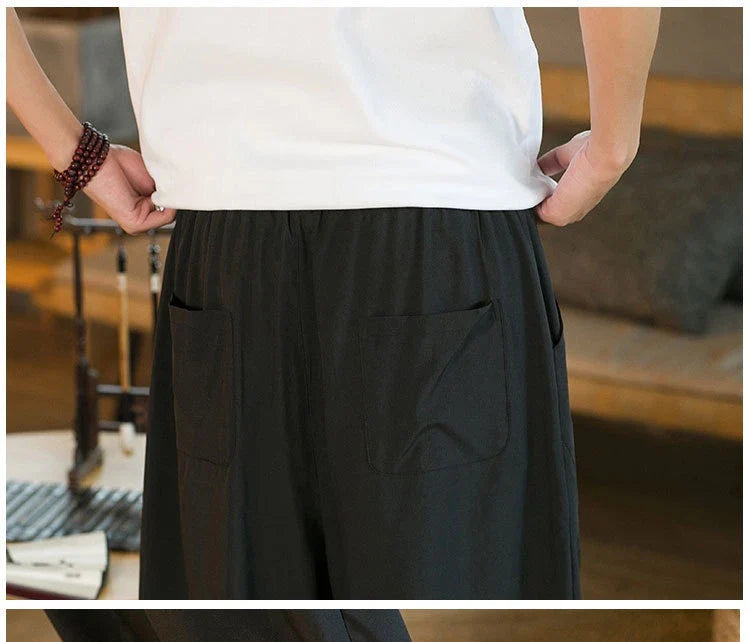 Stylish New Zealand men's casual pants made of innovative ice silk fabric with a tailored harem-inspired design