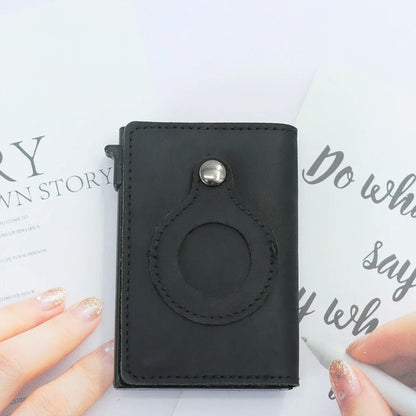 Automatic Leather Card Case with Anti-loss Feature - Compact, Secure, and Stylish Card Storage Solution