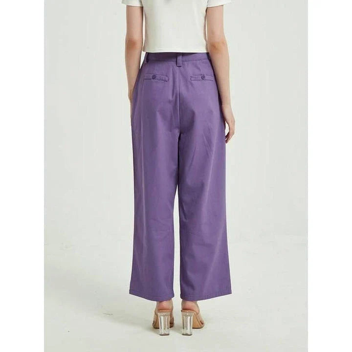 Chic high-waist wide-leg trousers in a stylish purple colour, perfect for Kiwi women's casual and formal wear