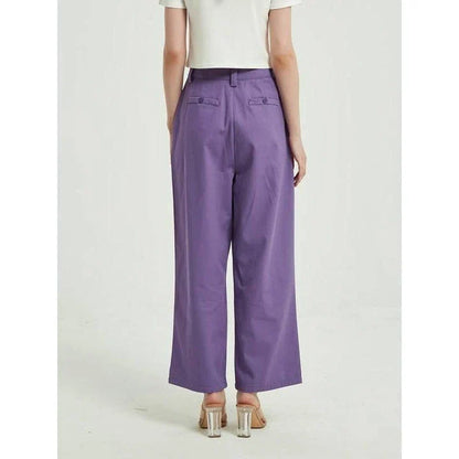 Chic high-waist wide-leg trousers in a stylish purple colour, perfect for Kiwi women's casual and formal wear