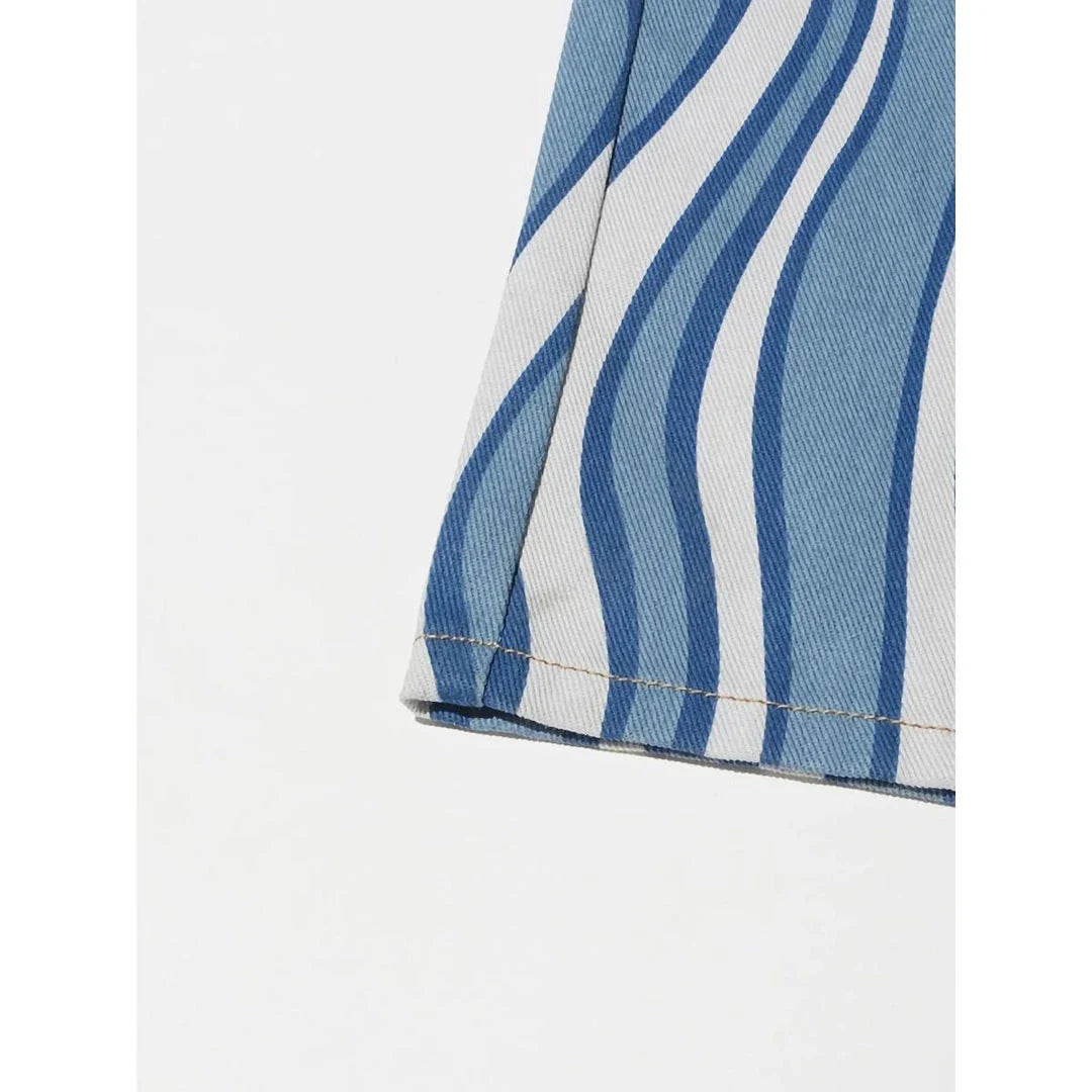 Versatile high-waist striped denim trousers in a modern, flattering design for Kiwi women's summer fashion