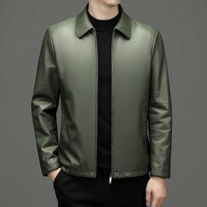 Eco-friendly leather jacket with sleek diamond pattern design, suitable for Kiwi gentlemen