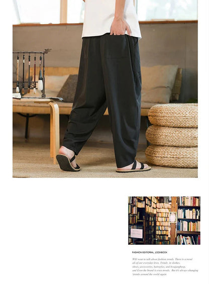 Stylish New Zealand men's casual pants made of innovative ice silk fabric with a tailored harem-inspired design