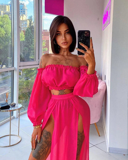 Versatile Long Sleeve Beach Dress in solid colors, featuring an irregular skirt and high-waisted silhouette for a flattering Kiwi-inspired look