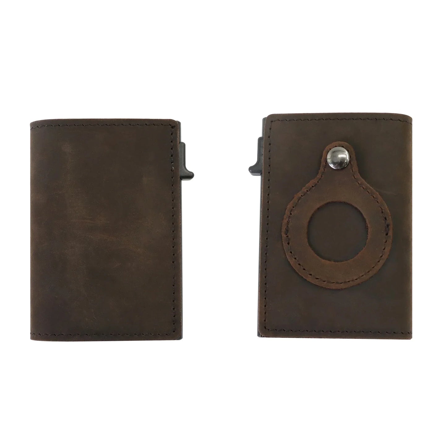 Automatic Leather Card Case with Anti-loss Feature - Compact, Secure, and Stylish Card Storage Solution