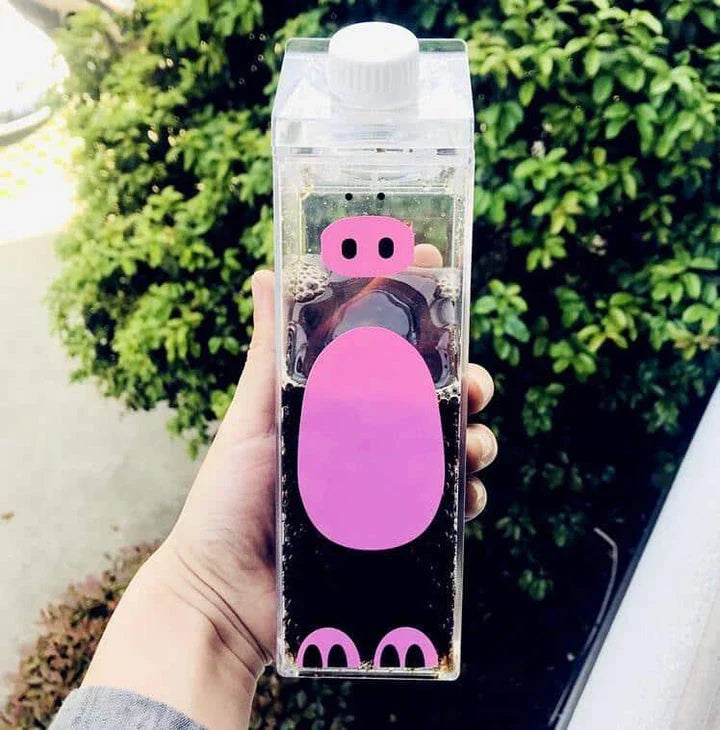 Reusable water bottles featuring adorable cartoon animal designs in vibrant colours, perfect for eco-friendly hydration on the go.