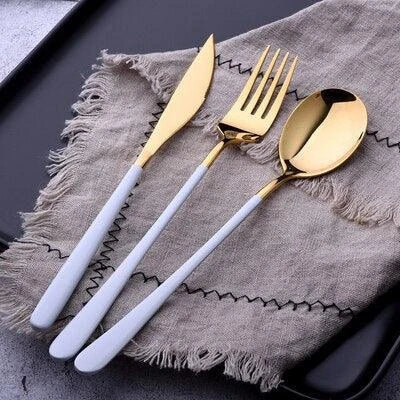 Premium Kiwi-designed portable cutlery set made of durable stainless steel in elegant gold, silver, pink, or white finishes