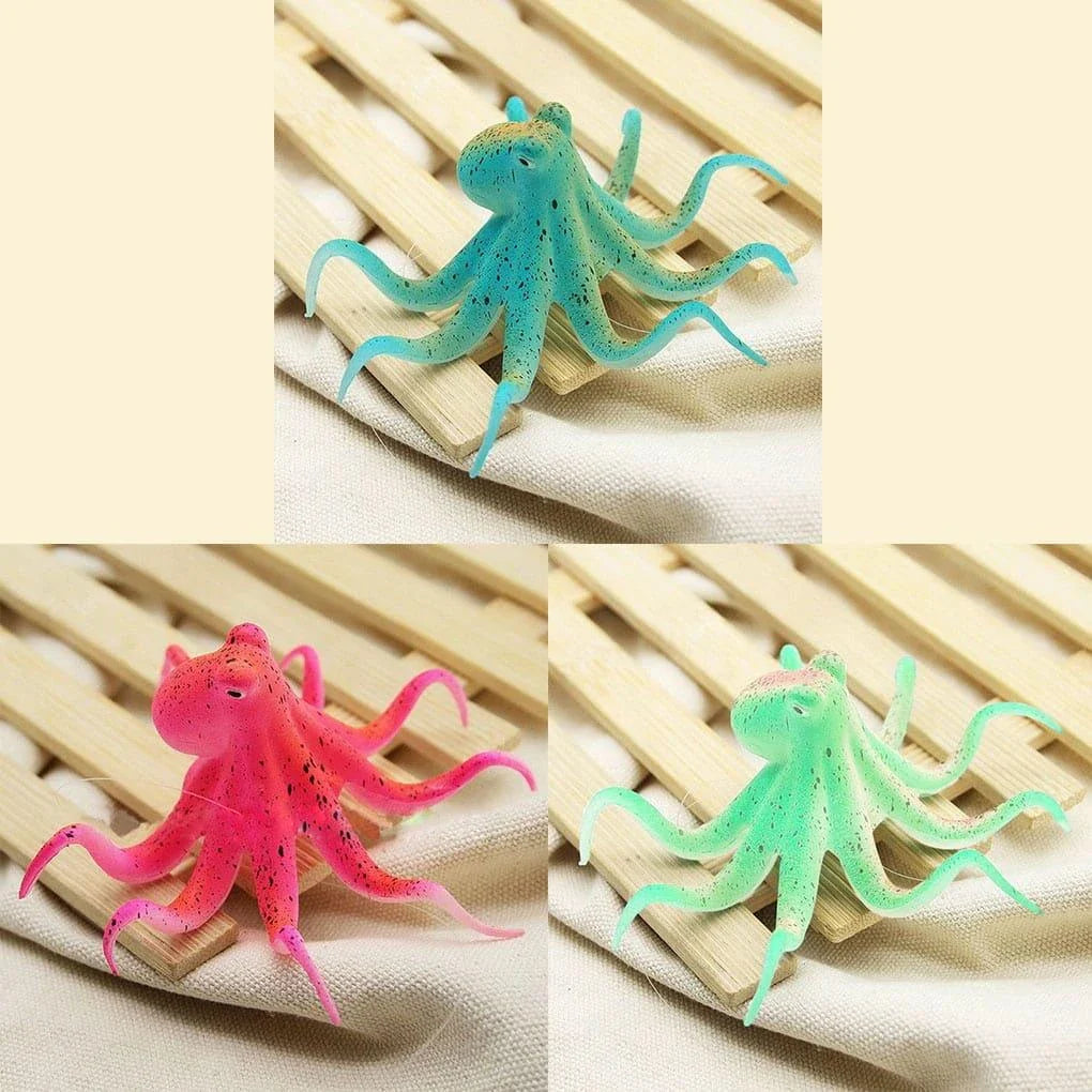 Realistic Eco-Friendly Octopus Ornament in Blue, Green, and Pink Colours for Aquariums