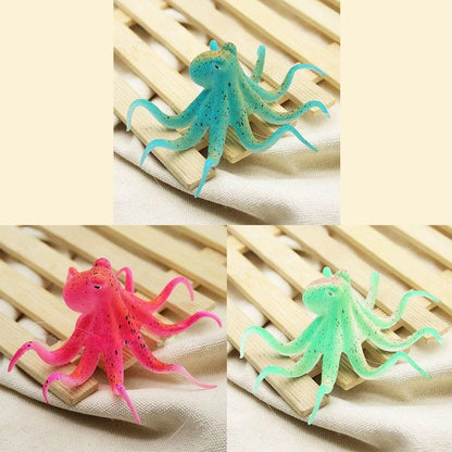 Realistic Eco-Friendly Octopus Ornament in Blue, Green, and Pink Colours for Aquariums