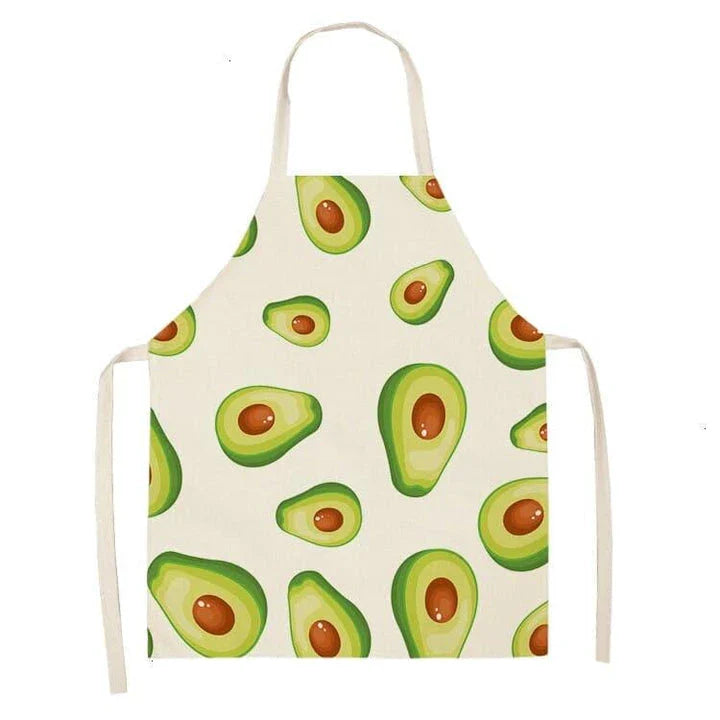 Avocado printed kitchen bib made from high-quality cotton, providing excellent protection and Kiwi-inspired style for Kiwi cooks and entertainers.