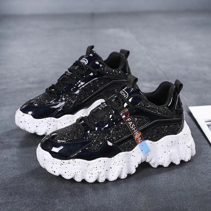 Stylish platform sneakers with sequins in various colours, designed for comfortable everyday wear in New Zealand