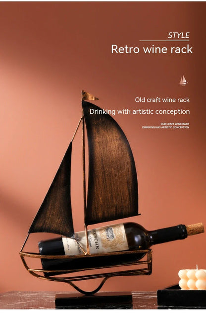 Stylish iron sailboat-shaped wine rack, a modern and nautical decor piece for Kiwi homes