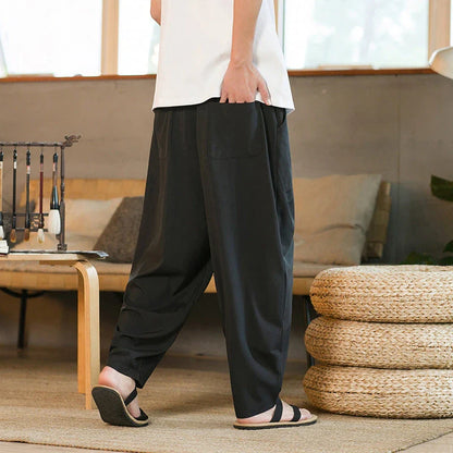 Stylish New Zealand men's casual pants made of innovative ice silk fabric with a tailored harem-inspired design