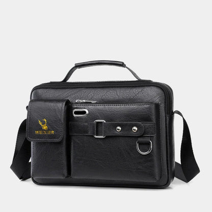 Stylish and practical one-shoulder messenger bag made from premium PU leather with multiple internal pockets and compartments for organised storage.