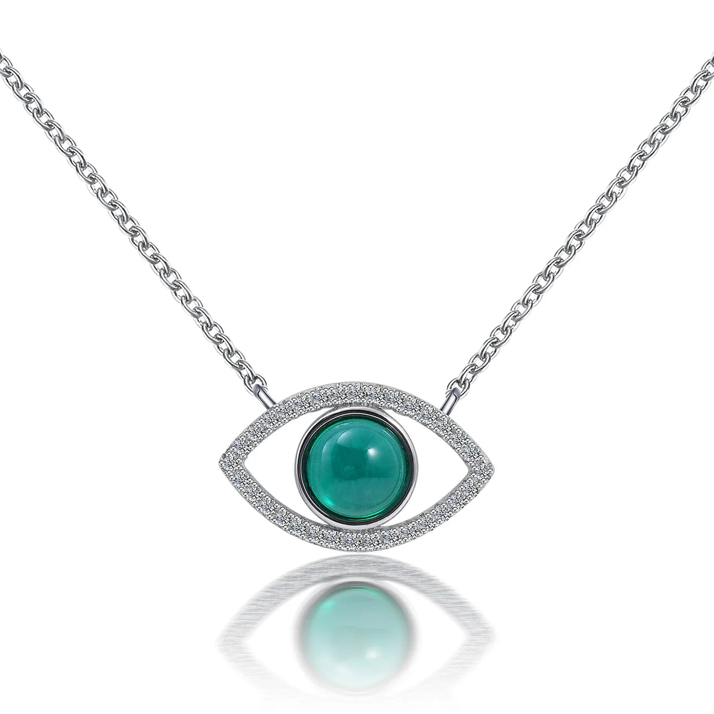 Elegant silver necklace with a captivating cultivated emerald stone, the perfect accessory for Kiwis to elevate their style.