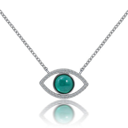 Elegant silver necklace with a captivating cultivated emerald stone, the perfect accessory for Kiwis to elevate their style.