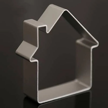 A set of trendy, eco-friendly metal cookie cutters in various geometric shapes, perfect for sustainable baking in New Zealand