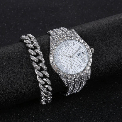 Stylish Hip Hop Diamond Watch with stainless steel construction and diamond accents