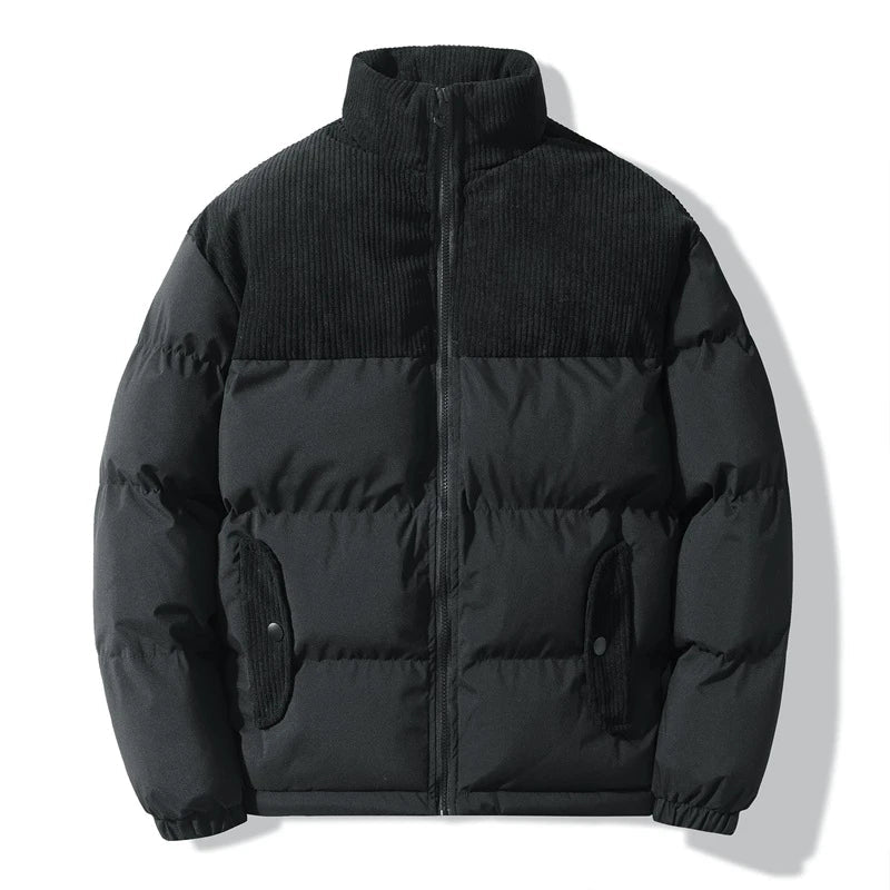 Warm and stylish down jacket with detachable hood, available in a range of colours and sizes
