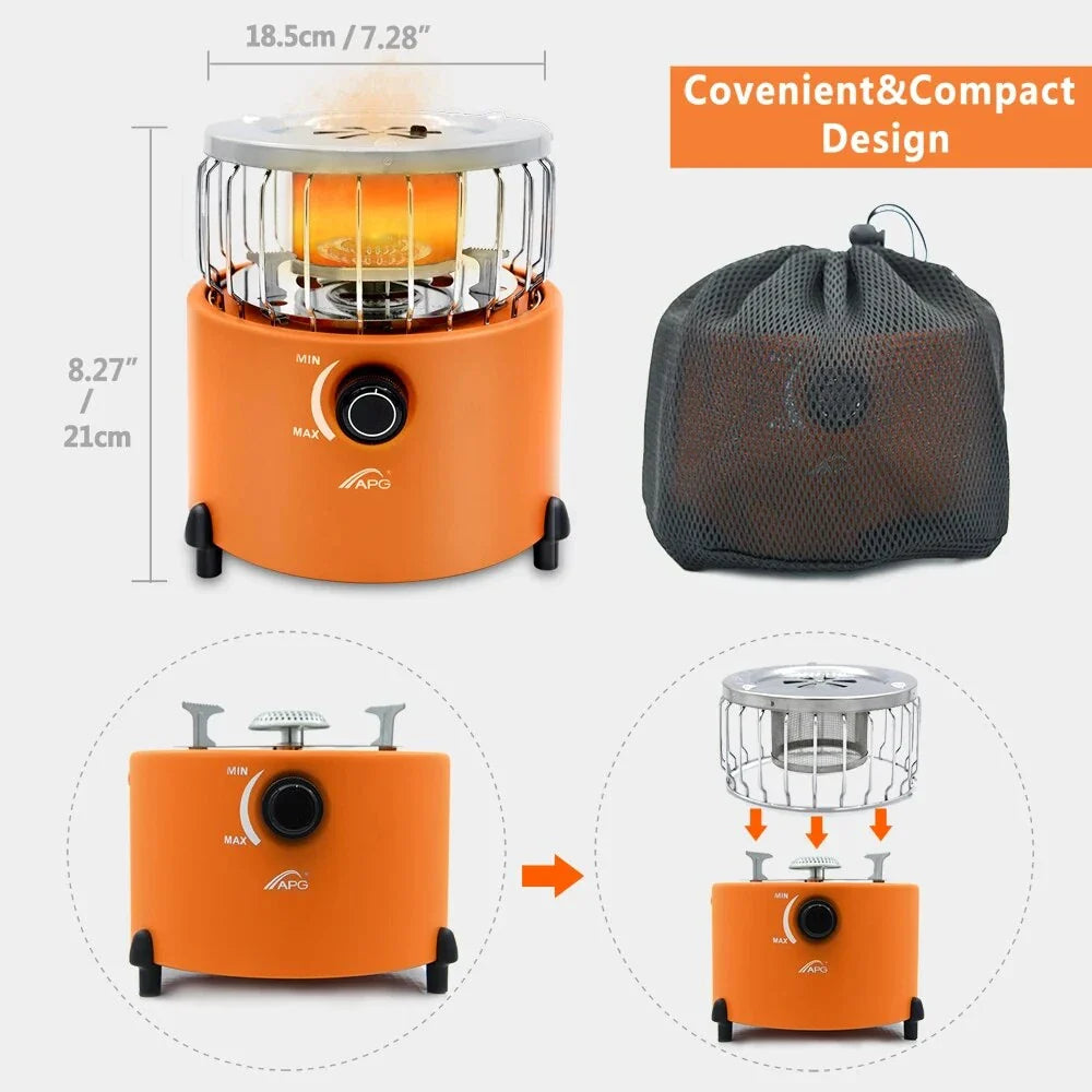 Versatile Portable 2-in-1 Camping Stove and Gas Heater for Outdoor Adventures