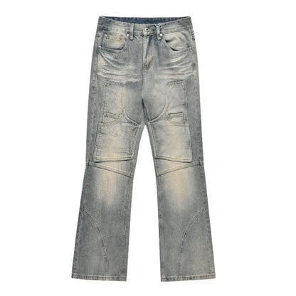 Relaxed, straight leg casual denim jeans with a distressed finish, made from premium New Zealand cotton