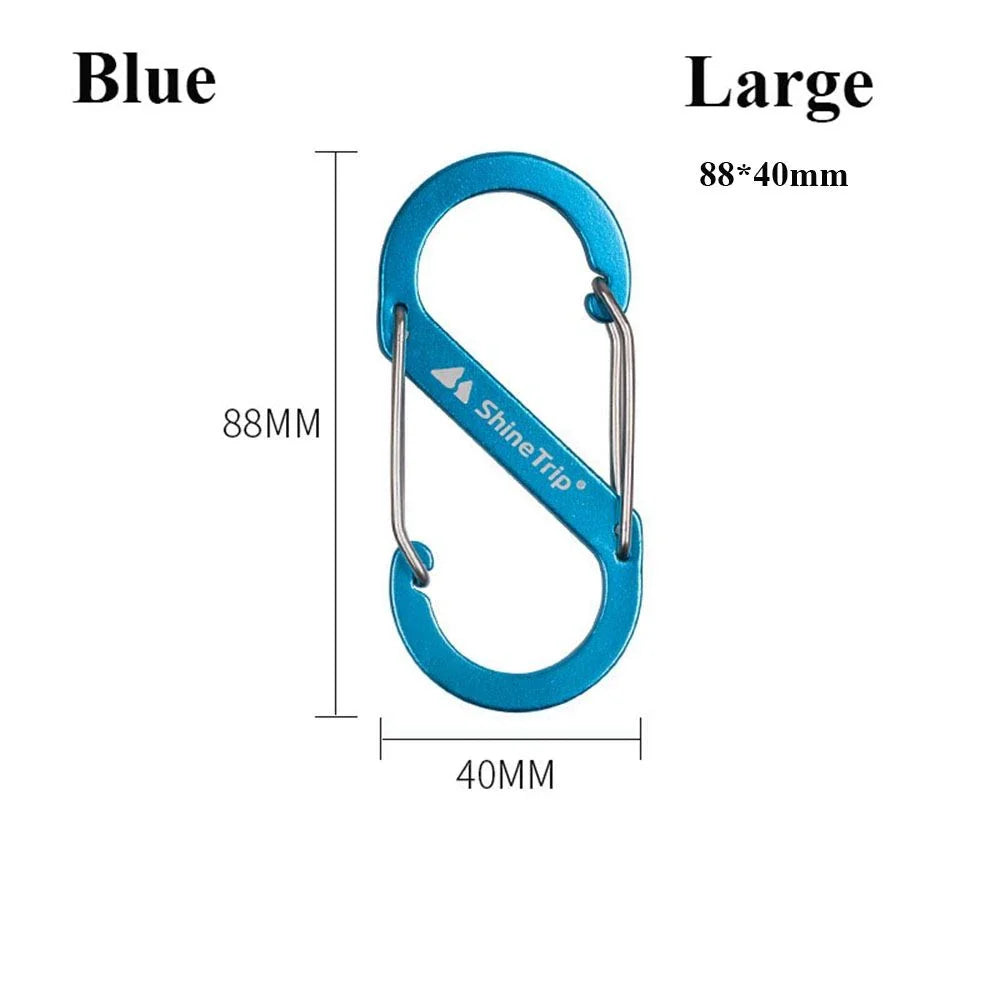 Sturdy and Secure S-Type Carabiner in various colors, a multi-purpose mini keychain hook with anti-theft features for Kiwi adventurers and everyday users