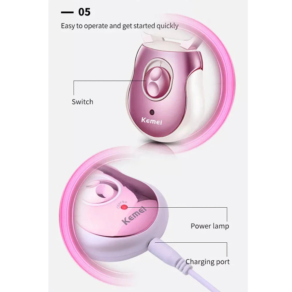 Versatile 3-in-1 hair removal and foot care device with epilator, shaver, and pedicure attachments