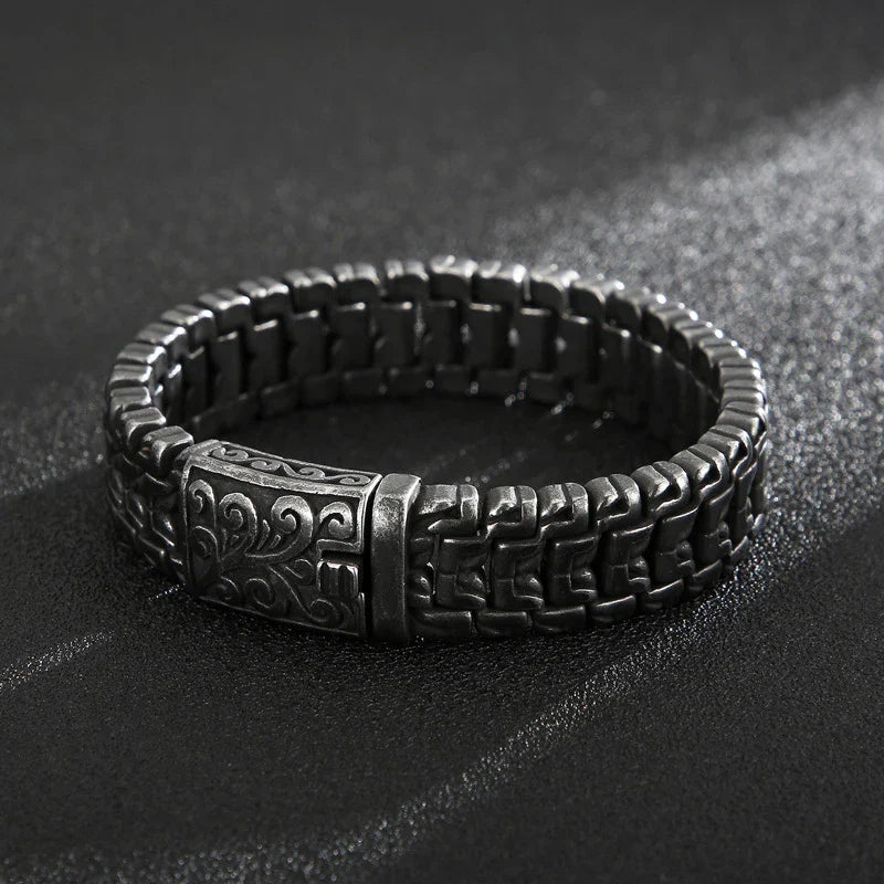 Titanium Steel Bracelet with Flower Design - Sleek and Stylish Accessory for New Zealand Men