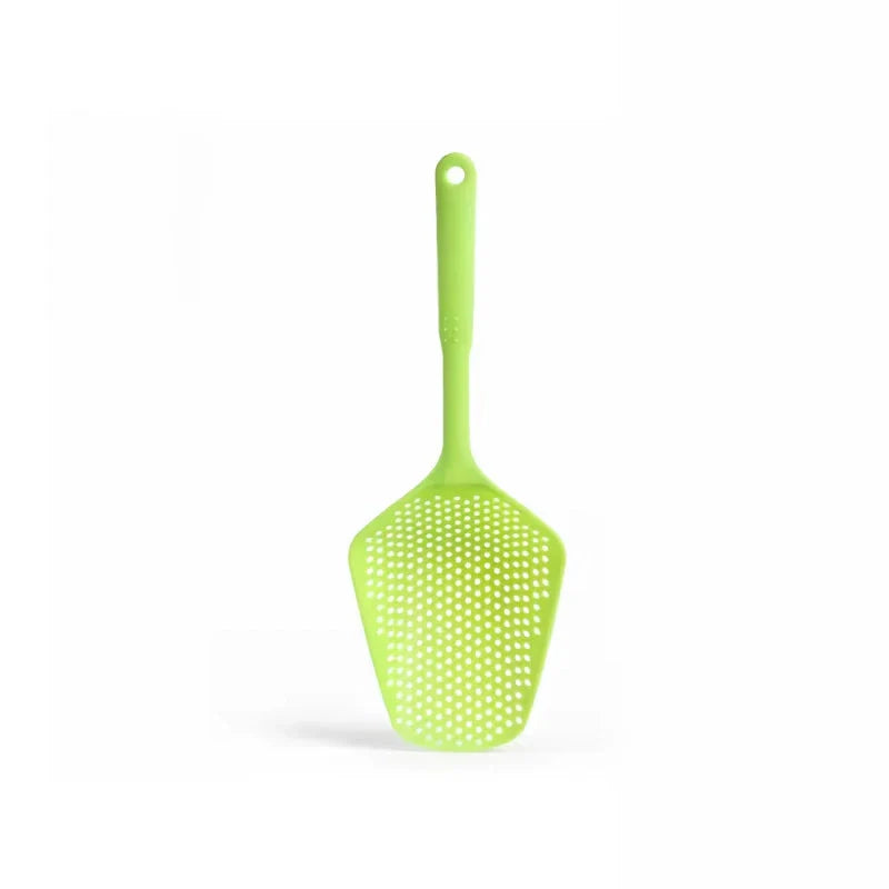 Extra-large green cat litter scoop with deep shovel design for efficient cleaning
