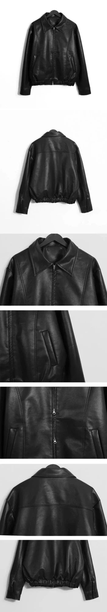 A stylish cropped leather jacket with a polo collar, perfect for Kiwi men's fashion.