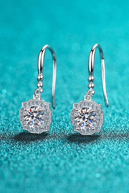 Pair of 925 Sterling Silver Moissanite Hook Earrings with Zircon Accents