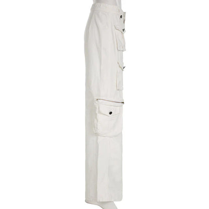 Durable multi-pocket straight leg jeans in white color, designed for the active Kiwi lifestyle